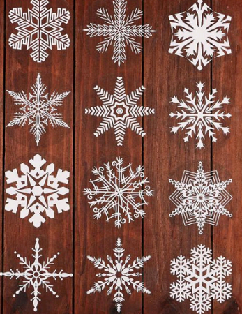 Набор наклеек (38*30см), "Снежинки", белые, 1 шт.