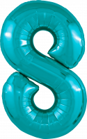 Шар (40''/102см) Цифра, 8 Slim, Океан, 1 шт. в упак.