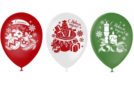 Шар (12"/30см) Новый год, пастель, 25 шт.