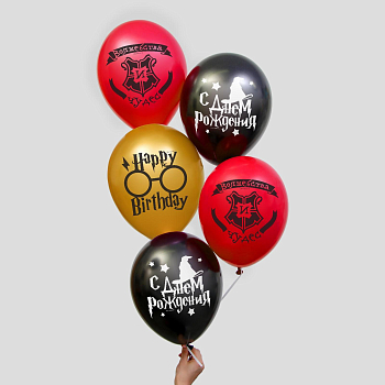 Шар (12"/30см) С Днем Рождения, шляпа, Ассорти, пастель, 25 шт. 