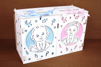 Коробка для денег "На новорожденных" с малышами (27,5*12,5*19см) МДФ 3мм, окрашен., 1 шт.