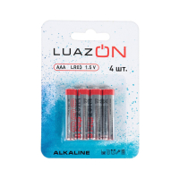 Батарейка алкалиновая (щелочная) LuazON, AAA, LR03, блистер, 4 шт.