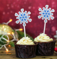 Шпажки для канапе, "Снежинки", Голубые, набор 20 шт.