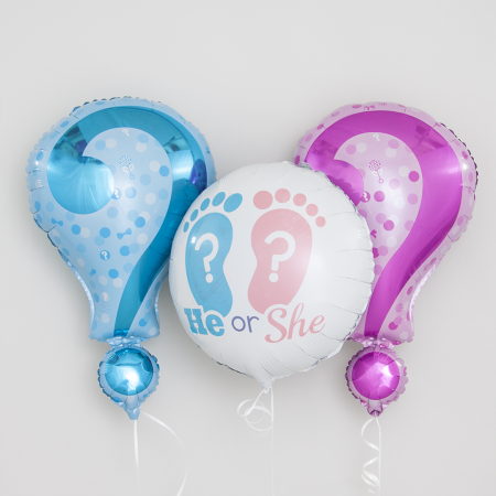 Шар (18''/46 см) Круг, Гендер Пати, Ножки малыша, Голубой/Розовый, 1 шт.