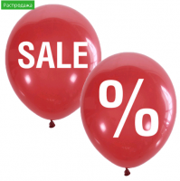 Шар (12"/30см) Sale, Красный, пастель, 11 шт.