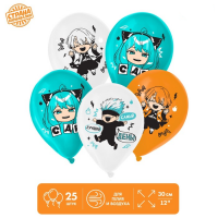 Шар (12"/30см) Аниме, Ассорти, пастель, 25 шт.