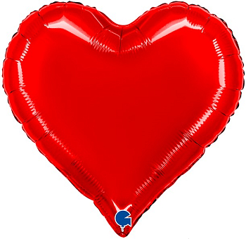 Шар (18''/46см) Сердце, Люкс, Красный, 1 шт.