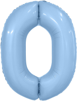 Шар (40''/102см) Цифра, 0 Slim, Небесный, 1 шт. в уп.