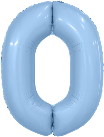 Шар (40''/102см) Цифра, 0 Slim, Небесный, 1 шт. в уп.