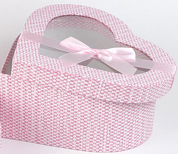 Коробка-сердце (21*18*8см), Розовая, с бантом и прозрачной крышкой, 1 шт. 