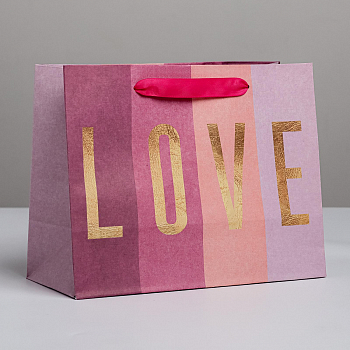 Пакет подарочный (23*18*10см), LOVE, крафт, 1 шт.