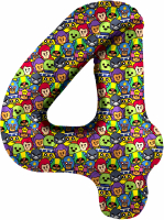 Шар (34''/86см) Цифра, 4 Бравл Старс, 1 шт. в упак.