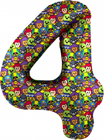 Шар (34''/86см) Цифра, 4 Бравл Старс, 1 шт. в упак.