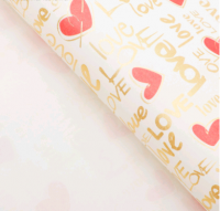 Бумага крафт (50*70см), Love, Золото, 1 шт.