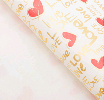 Бумага крафт (50*70см), Love, Золото, 1 шт.