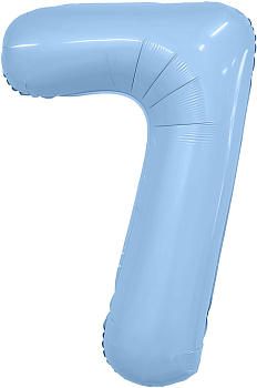 Шар (40''/102см) Цифра, 7 Slim, Небесный, 1 шт. в уп.