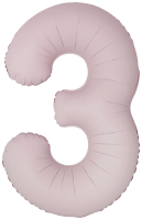 Шар (40''/102см) Цифра, "3" Slim, Пыльная роза, Сатин, 1 шт. в уп.