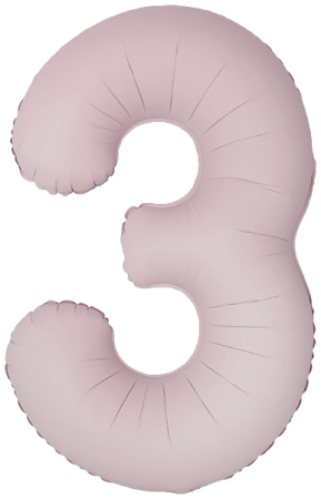 Шар (40''/102см) Цифра, "3" Slim, Пыльная роза, Сатин, 1 шт. в уп.