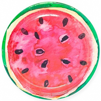 Тарелки бумажные (18см), Арбуз, 6 шт.