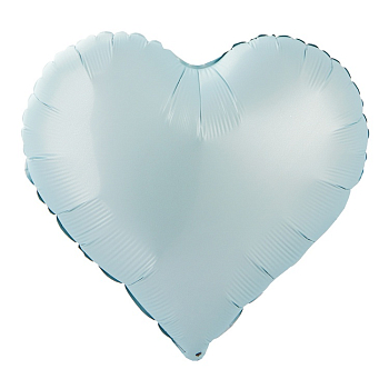 Шар (18''/46см) Сердце, Голубой, Сатин, 1 шт.