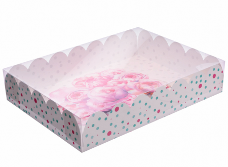 Коробка подарочная (30*40*8см), с PVC крышкой, Счастье ждет тебя, 1 шт.