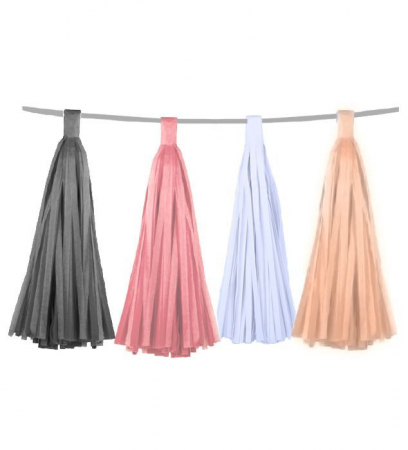 Набор гирлянд "Тассел" ассорти нежный (белый, серый, нежно-розовый, персик), 20 шт.