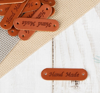 Нашивка из кожзама (4,5*1,3см), Hand made, 10 шт.