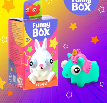 Игрушка Funny Box "Зверюшки": карточка, фигурка, наклейка, 1 шт.