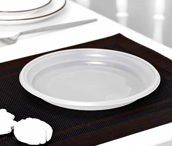 Тарелка одноразовая (20,5см), Белая, пластиковая, 10 шт.