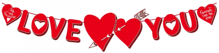 Гирлянда (300 см), Love You (влюбленные сердца), Красный, 1 шт.