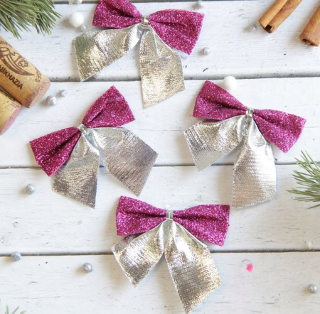 Украшение ёлочное "Бант", серебристо-сиреневый, 12 шт.