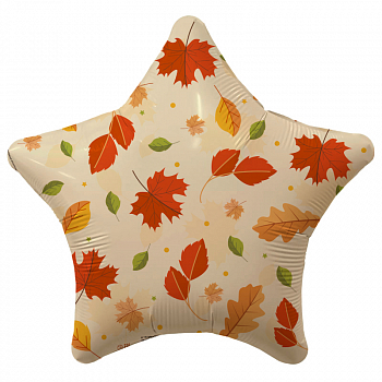 Шар (18"/45см) Звезда, Листья, 1 шт. 
