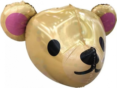 Шар (25''/64см) Фигура, Голова, Милый медведь, Коричневый, 1 шт.