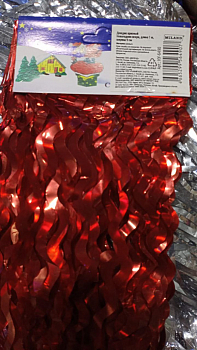 Дождик красный (1м*9см), "Новогодняя искра", 10 шт.