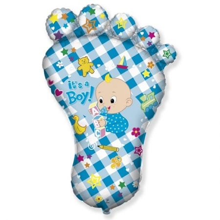 Шар (14''/36 см) Мини-фигура, Ножка малыша, Голубой, 1 шт.