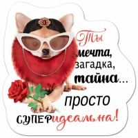 Виниловый магнит (9*9см), Ты мечта, загадка, тайна..просто суперидеальная!, 1 шт.