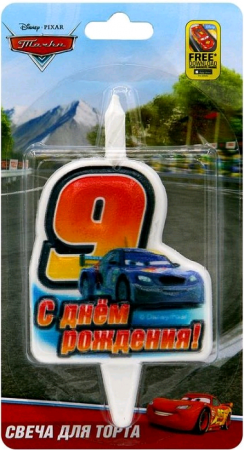 Свеча Цифра, 9 Тачки, 12 см, 1 шт.