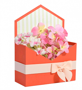 Конверт-коробка (18*24*7см), Красный, с бантиком, 1 шт.